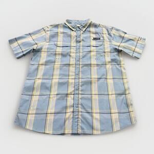 Columbia PFG Mens Blue Omni-Shade Super Bonehead Outdoor Vented Fishing Shirt L